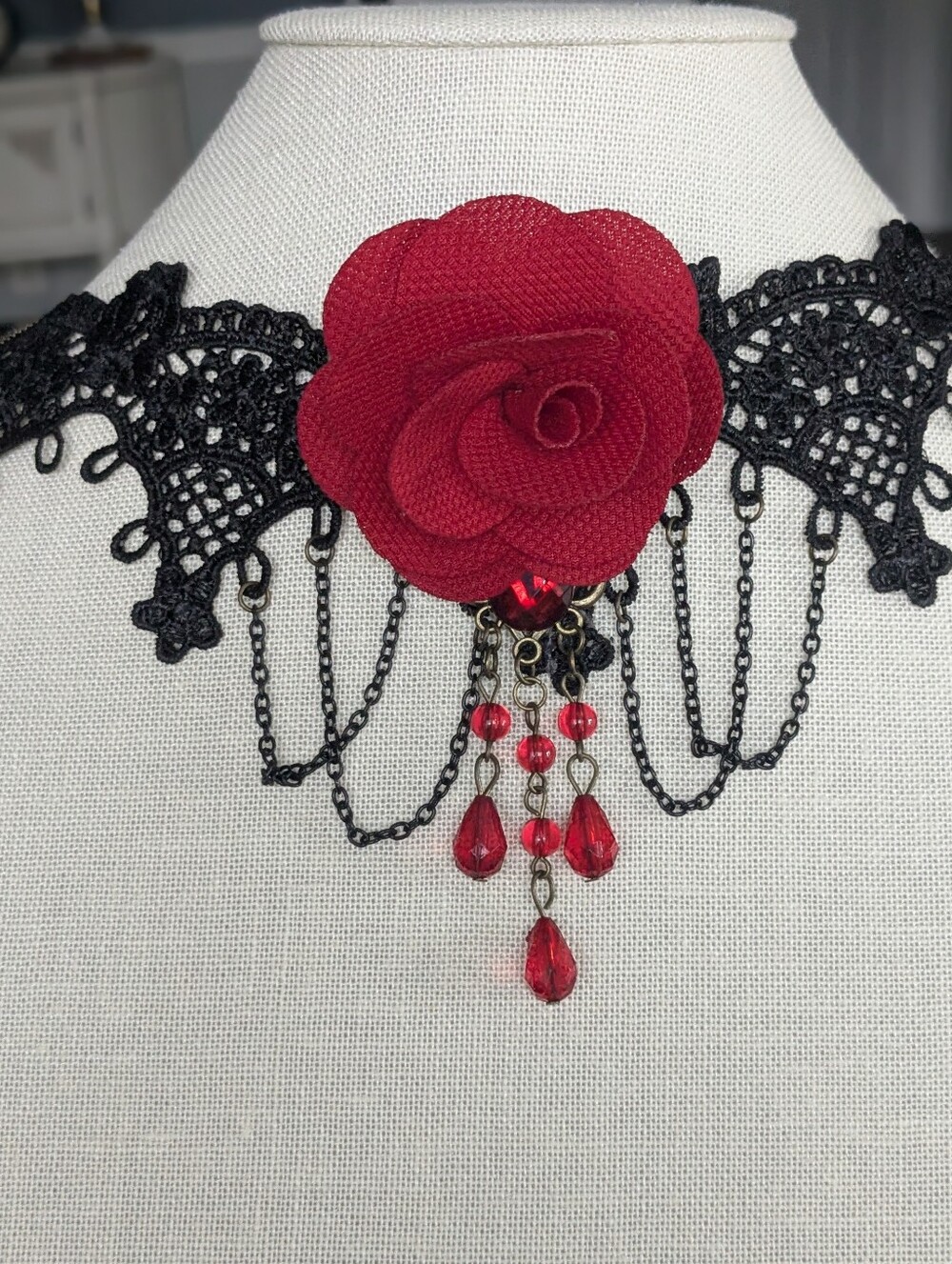 🌹 Gothic Lace Rose Choker Necklace 🌹